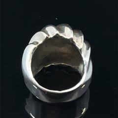Mexico 925 Sterling Silver Ribbed Dome Modernist Ring Size 6 15.1g